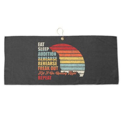 Retro Vintage Theater Geek Musical Life Eat Sleep Theatre Large Microfiber Waffle Golf Towel