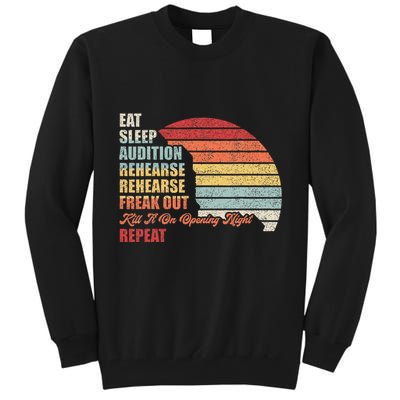 Retro Vintage Theater Geek Musical Life Eat Sleep Theatre Tall Sweatshirt
