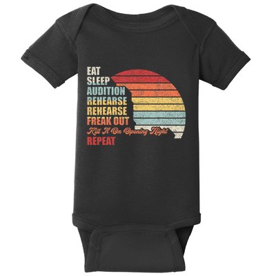 Retro Vintage Theater Geek Musical Life Eat Sleep Theatre Baby Bodysuit