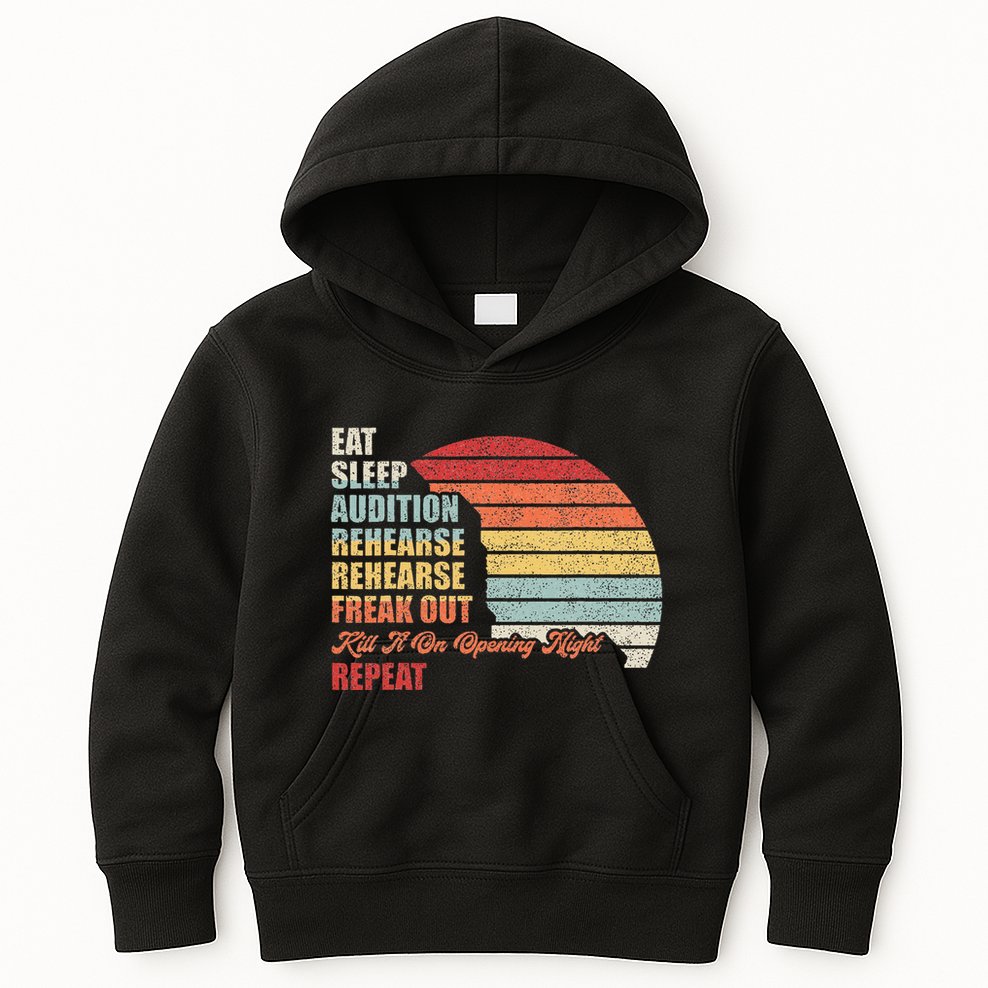 Retro Vintage Theater Geek Musical Life Eat Sleep Theatre Kids Hoodie