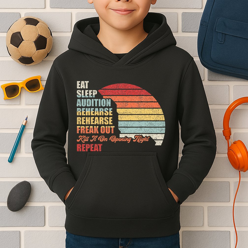 Retro Vintage Theater Geek Musical Life Eat Sleep Theatre Kids Hoodie
