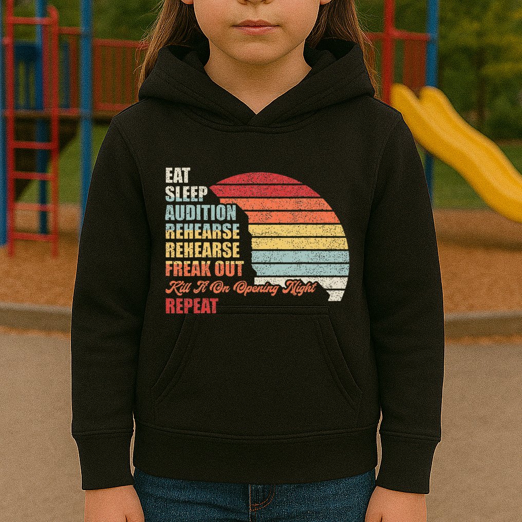 Retro Vintage Theater Geek Musical Life Eat Sleep Theatre Kids Hoodie