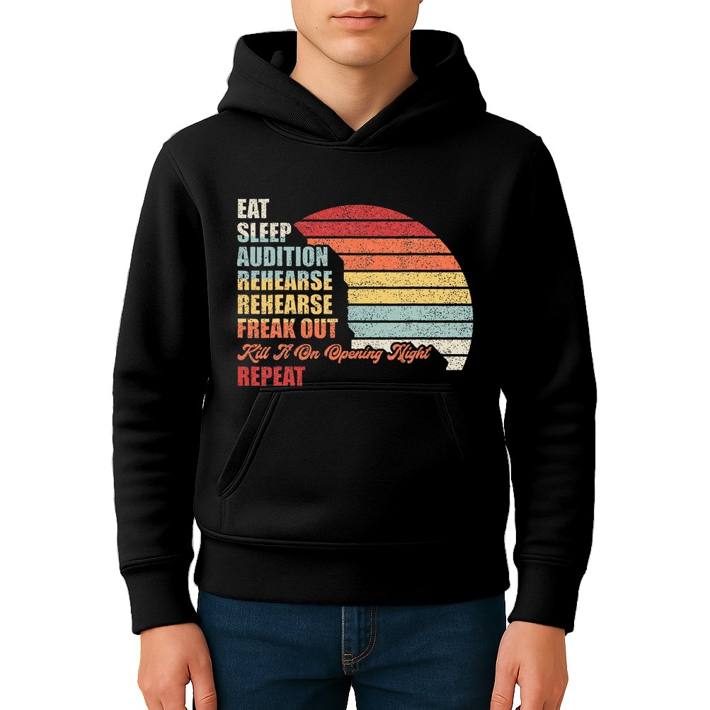 Retro Vintage Theater Geek Musical Life Eat Sleep Theatre Kids Hoodie