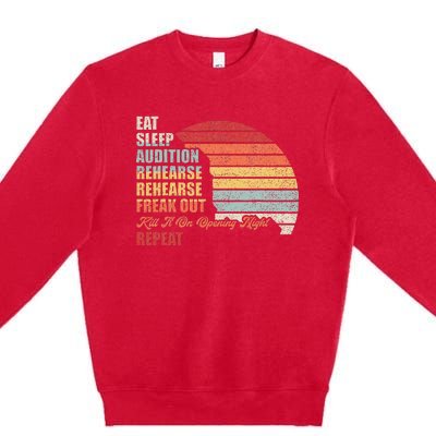 Retro Vintage Theater Geek Musical Life Eat Sleep Theatre Premium Crewneck Sweatshirt