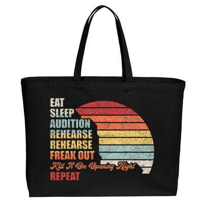 Retro Vintage Theater Geek Musical Life Eat Sleep Theatre Cotton Canvas Jumbo Tote