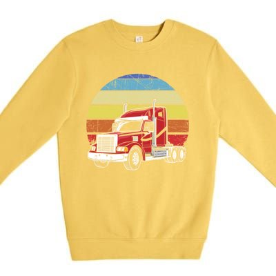 Retro Vintage Trucker Big Rig Semifunny Gifttrailer Truck Driver Gift Premium Crewneck Sweatshirt