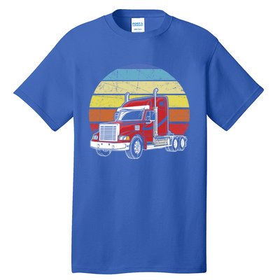 Retro Vintage Trucker Big Rig Semifunny Gifttrailer Truck Driver Gift Tall T-Shirt