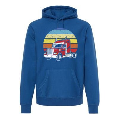 Retro Vintage Trucker Big Rig Semifunny Gifttrailer Truck Driver Gift Premium Hoodie