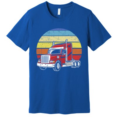 Retro Vintage Trucker Big Rig Semifunny Gifttrailer Truck Driver Gift Premium T-Shirt