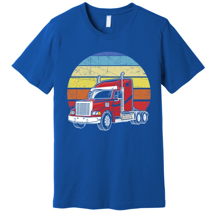 Retro Vintage Trucker Big Rig Semifunny Gifttrailer Truck Driver Gift Premium T-Shirt