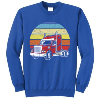 Retro Vintage Trucker Big Rig Semifunny Gifttrailer Truck Driver Gift Tall Sweatshirt