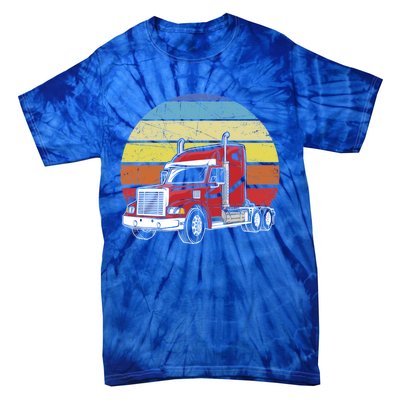 Retro Vintage Trucker Big Rig Semifunny Gifttrailer Truck Driver Gift Tie-Dye T-Shirt