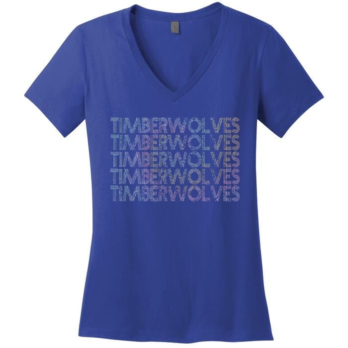 Retro Vintage Timberwolves Women's V-Neck T-Shirt