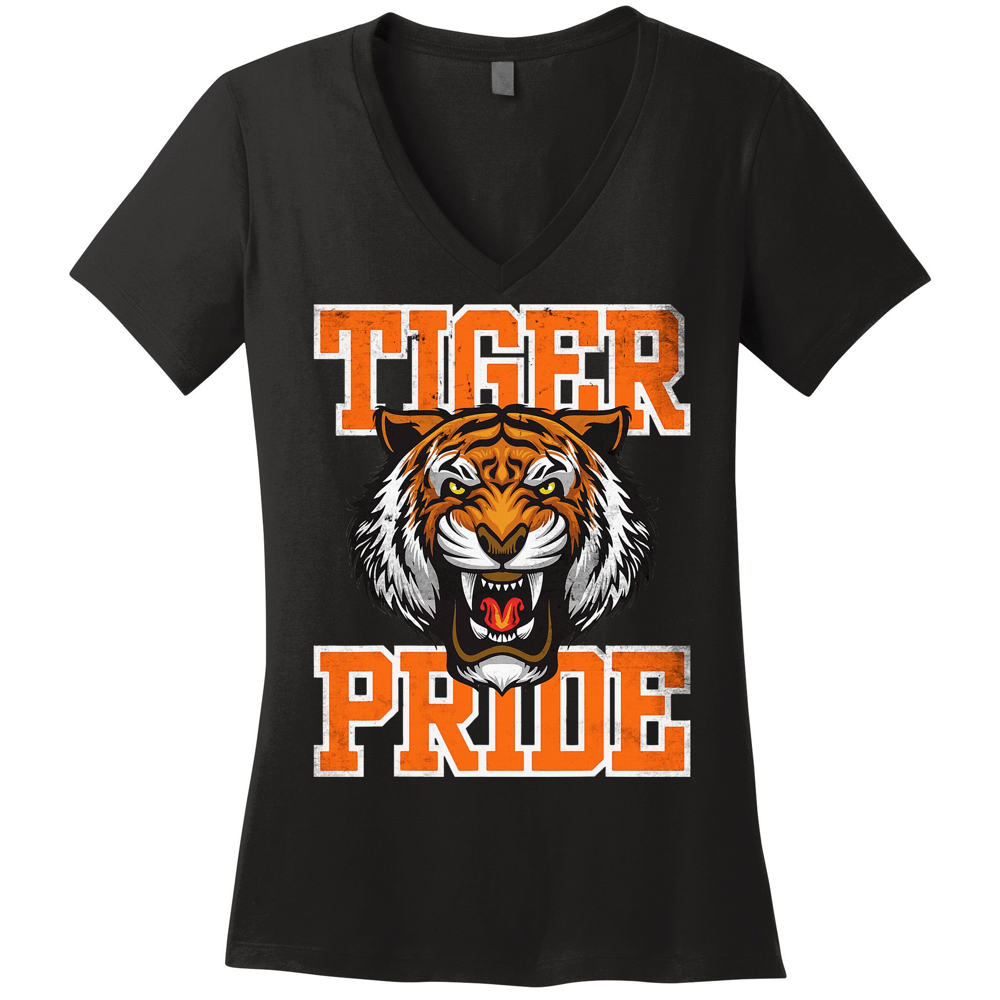 Retro Vintage Tiger Pride Tiger Mascot School Sports Team Women's V-Neck T-Shirt