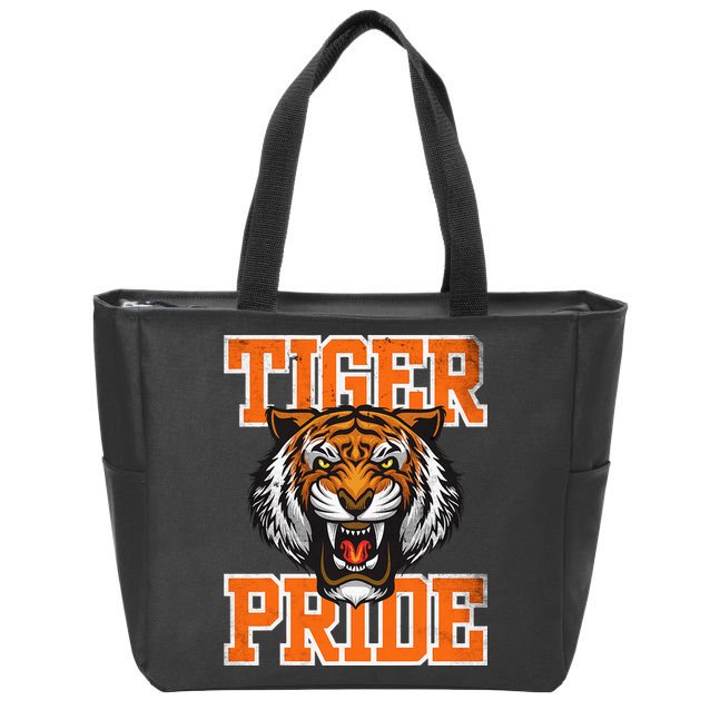 Retro Vintage Tiger Pride Tiger Mascot School Sports Team Zip Tote Bag