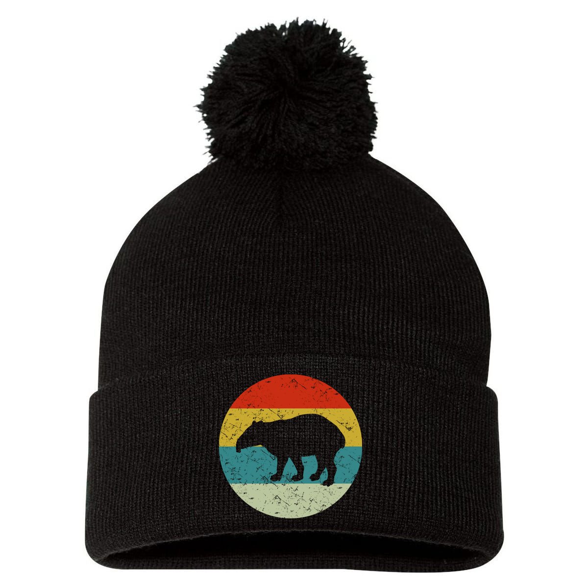 Retro Vintage Tapir Pom Pom 12in Knit Beanie