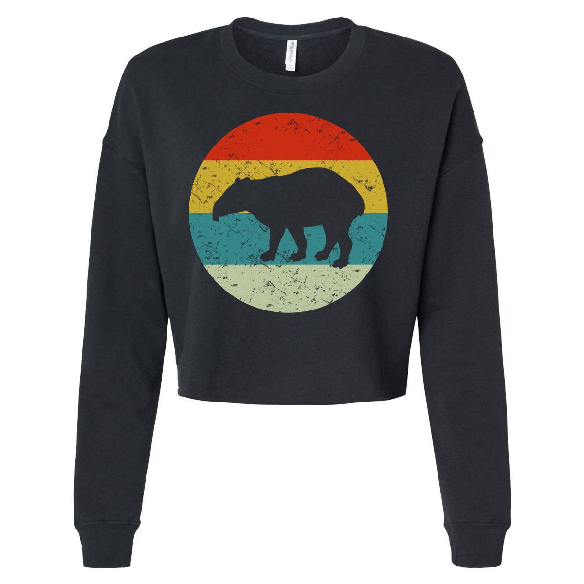 Retro Vintage Tapir Cropped Pullover Crew