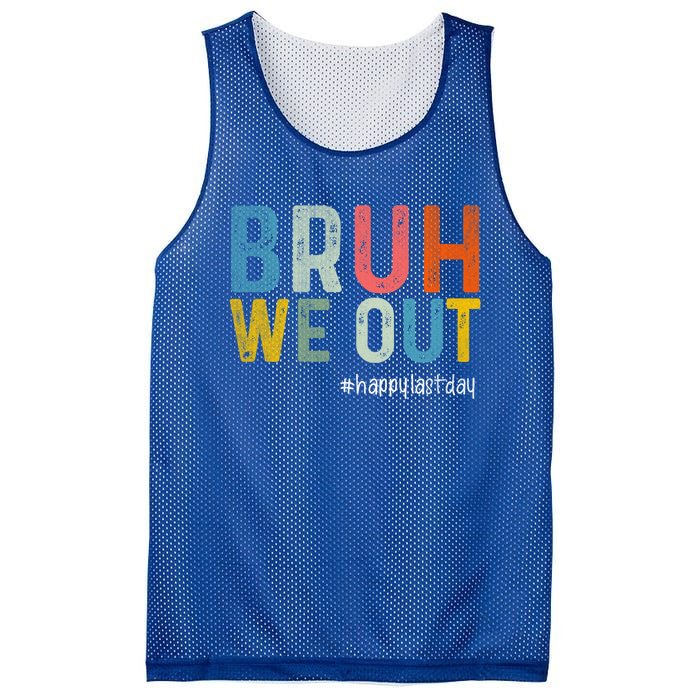 Retro Vintage Teachers Happy Last Day Of School Bruh We Out Cute Gift Mesh Reversible Basketball Jersey Tank