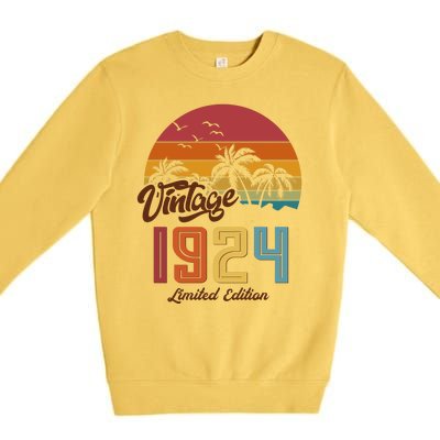 Retro Vintage Tropical Palm Trees Limited Edition 1924 100th Birthday Premium Crewneck Sweatshirt