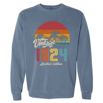 Retro Vintage Tropical Palm Trees Limited Edition 1924 100th Birthday Garment-Dyed Sweatshirt