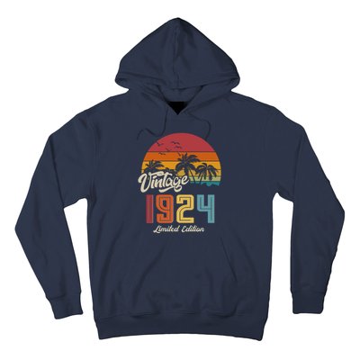 Retro Vintage Tropical Palm Trees Limited Edition 1924 100th Birthday Hoodie