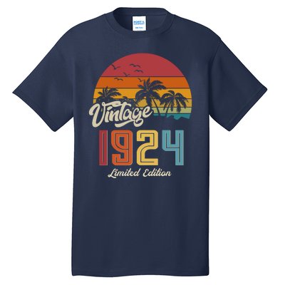 Retro Vintage Tropical Palm Trees Limited Edition 1924 100th Birthday Tall T-Shirt