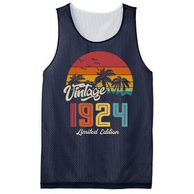 Retro Vintage Tropical Palm Trees Limited Edition 1924 100th Birthday Mesh Reversible Basketball Jersey Tank