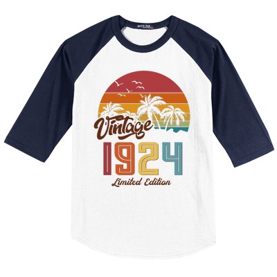 Retro Vintage Tropical Palm Trees Limited Edition 1924 100th Birthday Baseball Sleeve Shirt