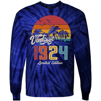 Retro Vintage Tropical Palm Trees Limited Edition 1924 100th Birthday Tie-Dye Long Sleeve Shirt