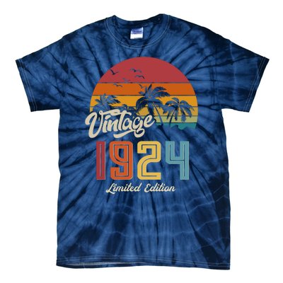 Retro Vintage Tropical Palm Trees Limited Edition 1924 100th Birthday Tie-Dye T-Shirt