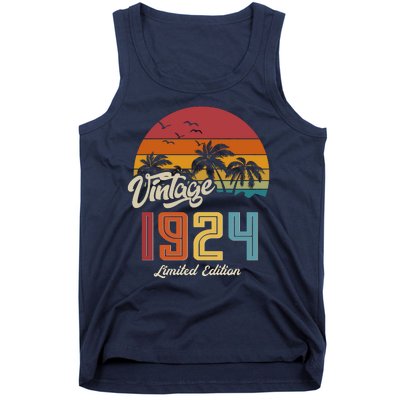 Retro Vintage Tropical Palm Trees Limited Edition 1924 100th Birthday Tank Top