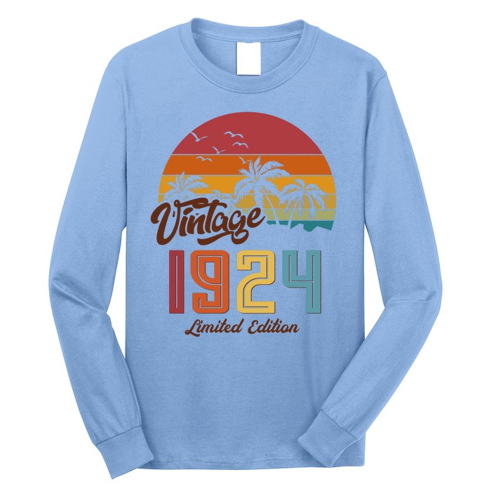 Retro Vintage Tropical Palm Trees Limited Edition 1924 100th Birthday Long Sleeve Shirt