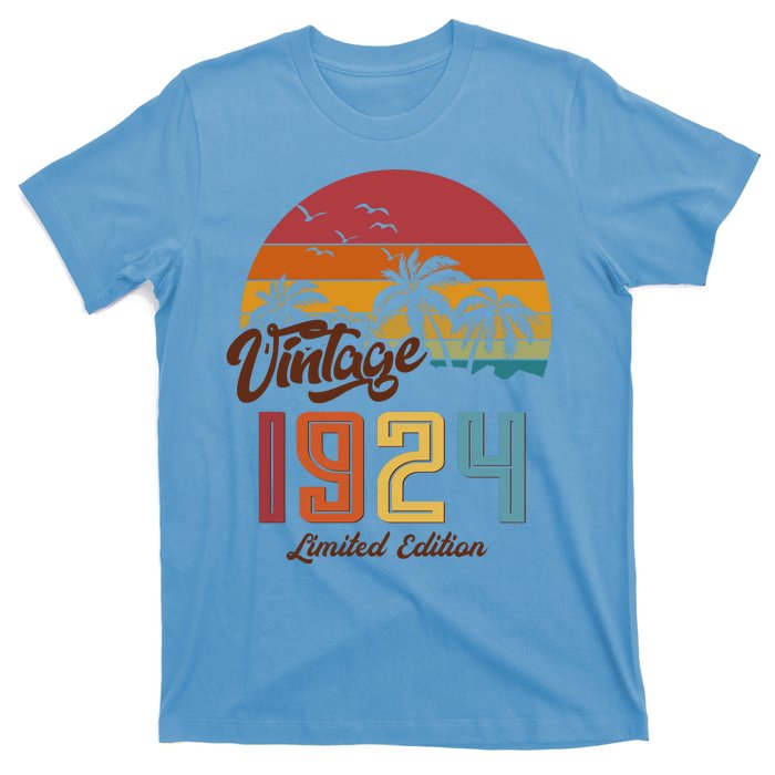 Retro Vintage Tropical Palm Trees Limited Edition 1924 100th Birthday T-Shirt