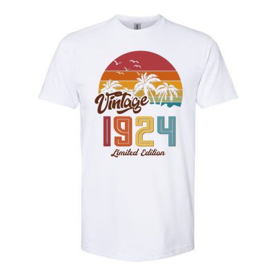 Retro Vintage Tropical Palm Trees Limited Edition 1924 100th Birthday Softstyle® CVC T-Shirt