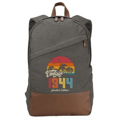 Retro Vintage Tropical Palm Trees Limited Edition 1944 80th Birthday Cotton Canvas Backpack