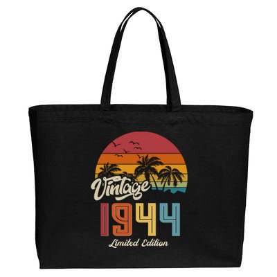 Retro Vintage Tropical Palm Trees Limited Edition 1944 80th Birthday Cotton Canvas Jumbo Tote