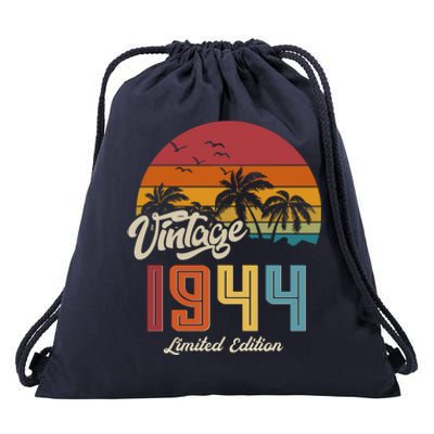 Retro Vintage Tropical Palm Trees Limited Edition 1944 80th Birthday Drawstring Bag