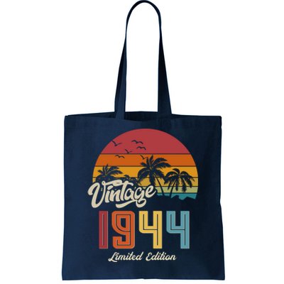 Retro Vintage Tropical Palm Trees Limited Edition 1944 80th Birthday Tote Bag