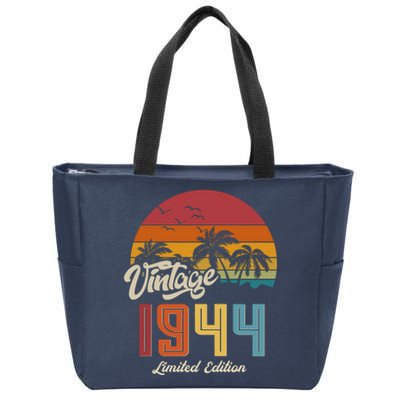 Retro Vintage Tropical Palm Trees Limited Edition 1944 80th Birthday Zip Tote Bag