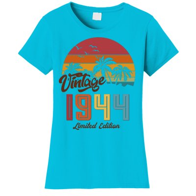 Retro Vintage Tropical Palm Trees Limited Edition 1944 80th Birthday Women's T-Shirt