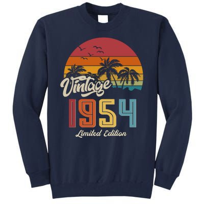 Retro Vintage Tropical Palm Trees Limited Edition 1954 70th Birthday Tall Sweatshirt