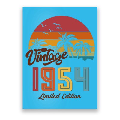 Retro Vintage Tropical Palm Trees Limited Edition 1954 70th Birthday Poster