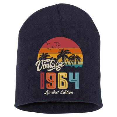 Retro Vintage Tropical Palm Trees Limited Edition 1964 60th Birthday Short Acrylic Beanie