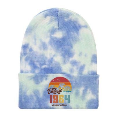 Retro Vintage Tropical Palm Trees Limited Edition 1964 60th Birthday Tie Dye 12in Knit Beanie