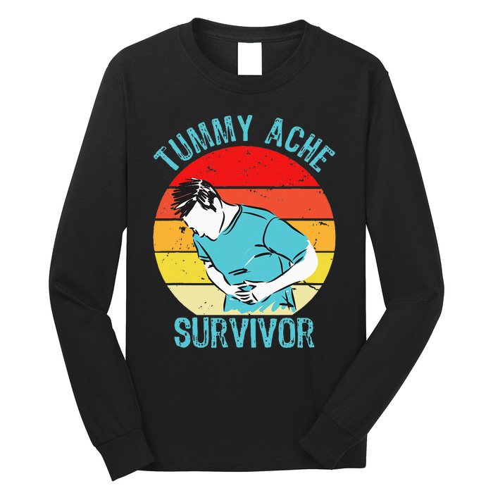 Retro Vintage Tummy Ache Survivor My Stomach Hurt Funny Gift Long Sleeve Shirt