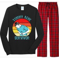 Retro Vintage Tummy Ache Survivor My Stomach Hurt Funny Gift Long Sleeve Pajama Set