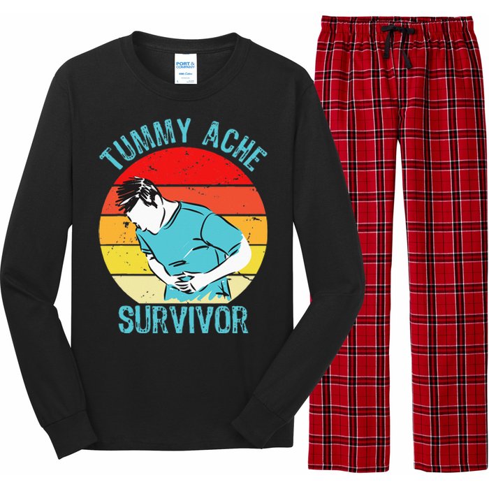 Retro Vintage Tummy Ache Survivor My Stomach Hurt Funny Gift Long Sleeve Pajama Set