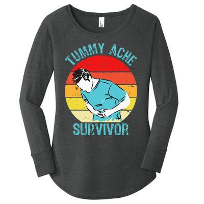 Retro Vintage Tummy Ache Survivor My Stomach Hurt Funny Gift Women's Perfect Tri Tunic Long Sleeve Shirt