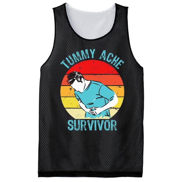 Retro Vintage Tummy Ache Survivor My Stomach Hurt Funny Gift Mesh Reversible Basketball Jersey Tank