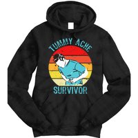 Retro Vintage Tummy Ache Survivor My Stomach Hurt Funny Gift Tie Dye Hoodie